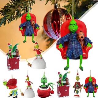 iDMRURvm Grinch Weihnachtsdekorationen Grinch Hängende Ornament Weihnachtsbaum Dekorationen Anhänger Lustige Harz Grün Grinch Xmas Dekor How The Grinch Stole Christmas Grinch