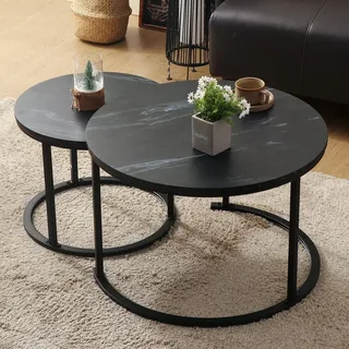 None Runder Couchtisch Schwarz Holz 70 x 70 x 45 cm