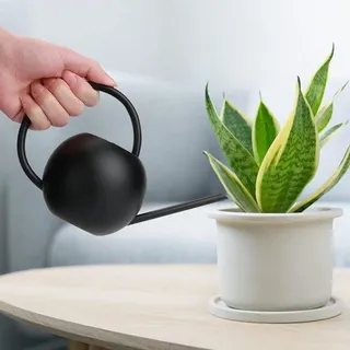 Famanu Sprinklerkanne 400 ml - Metall Mini Gießkanne für Innen und Außen - Schwarz