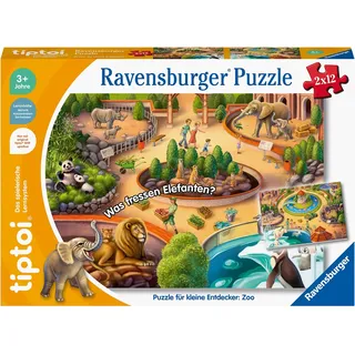 Ravensburger tiptoi® Puzzle für kleine Entdecker: Zoo, 2x12 Teile