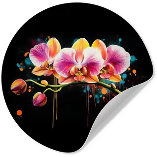 MuchoWow Wandsticker Orchidee - Graffiti - Farbenfroh - Blumen - Abstrakt (1 St), Wanddeko Wohnzimmer Schlafzimmer Wandverkleidung, 50x50 cm 50 cm x 50 cm x 0.1 cm