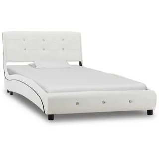 vidaXL Bett mit Matratze Weiß Kunstleder 90 x 200 cm