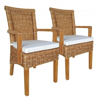 Amagohome Esszimmer Stühle Set mit Armlehnen 2 Stück Rattanstuhl Perth capuccino Korbstuhl Sessel nachhaltig : mit Sitzkissen