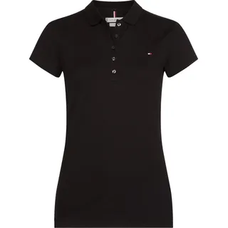 Tommy Hilfiger HERITAGE SHORT SLEEVE SLIM POLO Kurzarm Poloshirts Damen, Schwarz (MASTERS BLACK), XXS - XXS