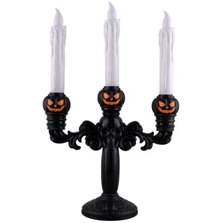 Funny Fashion Dekoobjekt Skelett-Kerzenleuchter mit 3 LED Kerzen - 40 cm schwarz