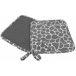 Camolo Topflappen 2er Set Ofenhandschuhe Silikon & Baumwolle hitzebeständig 18 x 18 cm, (2-tlg), Rutschfest, mit Aufhängeösen, strapazierfähig grau