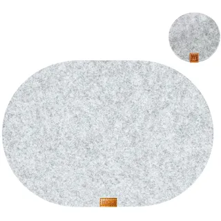 MIQIO MIQIO® Platzset abwischbar, Oval Filz 44x29 cm grau, mit Untersetzer 12-tlg