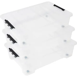 Ondis24 Unterbettbox Jolly mit Deckel und Rollen, Rollbox 25 L, Spielzeugkiste, Kiste stapelbar, Aufbewahrungsbox transparent (3)