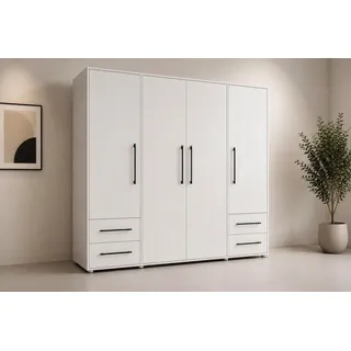 Forte Drehtürenschrank Mokkaris 206 x 200 x 59 cm Weiß