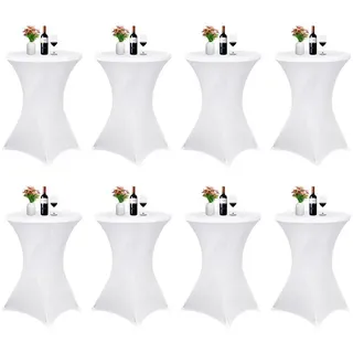 luxuskollektion Husse Stehtisch Bistrotisch 70 x 110 cm Weiß