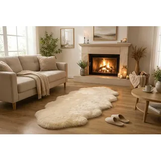 KAMACA XL Kuschelfell 60x180 cm Creme – Flauschiges Kunstfell in Lammfell-Optik, Fellteppich, Bettvorleger, Dekofell, Kunstfellteppich, Extra Weich & Pflegeleicht für Wohnzimmer, Schlafzimmer & Sofa