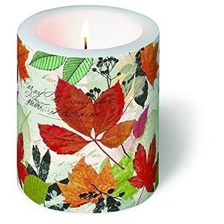 Dekorkerze rund Kerze (Candle Herbarium) Blätter bunt Herbst Baum Herbstblatt