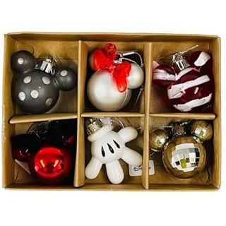 Mickey & Minnie Maus hängende Kugeln, schwarz, 6 Stück, Weihnachtsdekoration, Heimdekoration, Party, Neuheit, langlebig, wiederverwendbar, für drinnen und draußen, lustiges Design, Geschenk