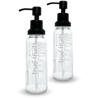 Thrid Seifenspender Aufsätze Set für 250ml True Fruits Glas Flasche Pumpspender Spülmittelspender Bad & Küche Duschgel Spender Dusche matt schwarz 2 Stück