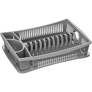 WELLGRO Abtropfgestell - Abtropfgitter - Geschirr Abtropfkorb - Abtropfständer - Abtropfschale - Geschirrabtropfständer - Made IN Europe, Farbe:Grau