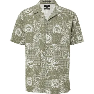 QS Kurzarmhemd mit All-over-Print grün XXL