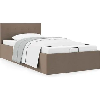 vidaXL Stauraumbett Hydraulisch Taupe Stoff 90×200 cm