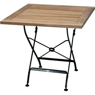 Zebra Florence Klapptisch quadratisch 80x80cm Teak und Flachstahl