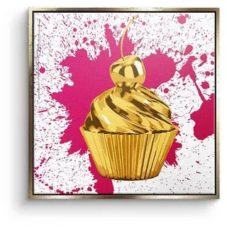 DOTCOMCANVAS® Leinwandbild Cupcake Splash, Leinwandbild Cupcake Splash Kuchen Pop Art quadratisch square