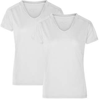James & Nicholson Laufshirt Doppelpack Damen Kurzarm Laufshirt Running T-Shirt JN471 (Doppelpack, 2 Stück) Atmungsaktiv und Feuchtigkeitsregulierend weiß M