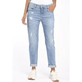 Destroyed-Jeans GANG "94AMELIE" Gr. 29 (38), N-Gr, blau (usedspringmi) Damen Jeans Weite mit Destroyed-Effekten