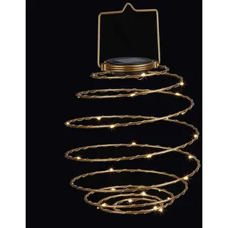 Dapo® LED-Solar-Laterne SPIRALE zum hängen Stimmungsleuchte IP44 Party-Deko-Leuchte Dekoration für Hauseingang, Balkon, Terrasse (Gold)