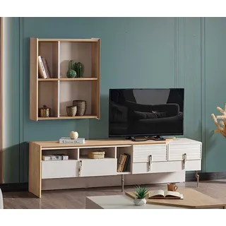 JVmoebel TV-Board 43 cm X 53 cm Beige Holz
