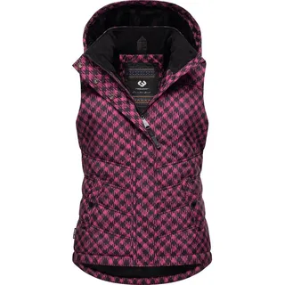 Ragwear Steppweste Hesty Print Weste mit abnehmbarer Kapuze und Hahnentritt Muster rosa S (36)
