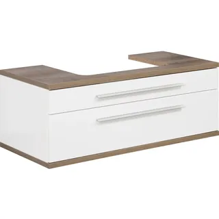 Fackelmann Waschbeckenunterschrank Stanford 110 x 40,5 x 50 cm Weiß/Braun