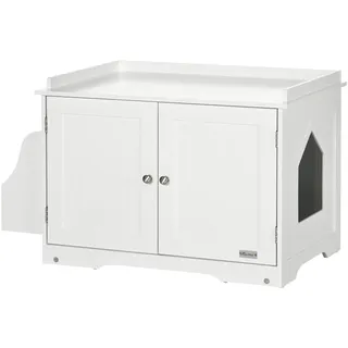 PawHut Katzentoilette 86x48x52cm Weiß
