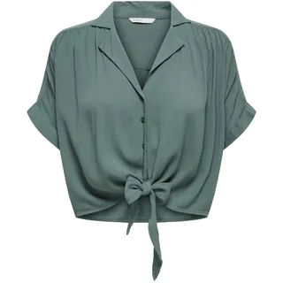 ONLY Damen Onlpaula Life S/S Tie Shirt WVN Noos Hemd Bluse, Balsam Green, XS EU