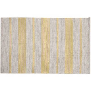 Teppich / Bettvorleger rechteckig beige mit gelben Streifen 50 x 80 cm CABOURG