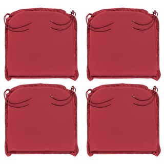 Traumnacht Komfort 4er Set Stuhlkissen/Sitzkissen Outdoor rot, Bezug abnehmbar, mit Eckbändern, 44 x 47 x 6 cm, produziert nach deutschem Qualitätsstandard