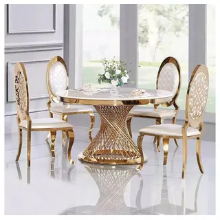 Xlmoebel Esstisch Goldener Tisch aus Edelstahl für elegantes Ambiente (1-St., 1x nur Esstisch ohne Stühle), Hergestellt in Europa goldfarben