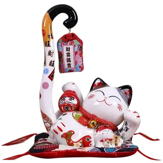 Ctzrzyt 8,6 Keramik Maneki GlüCkliche Katze Geld Spardose MüNze Spardose Japanische Katze mit Langem Schwanz Feng Haus, A