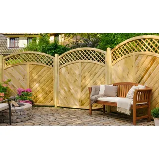 Sichtschutzzaun Stuttgart Diagonal 180 x 200 auf 180 cm – Garten Sichtschutz mit Rankgitter aus Fichte, grün - idealer Holz Sichtschutz für den Garten