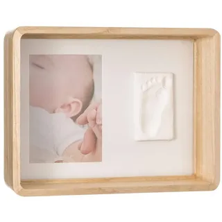 Baby Art Tiefer Bilderrahmen aus Holz, inkl. DIY Gipsabdruck Set für Baby Handabdruck Fußabdruck, dermatologisch getestete Gipsmasse, Braun