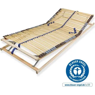 Lattenrost 100x200 cm verstellbares Kopf & Fußteil vormontiert Blauer Engel- 42 Latten 7-Zonen Traglast 150 kg Birkenschichtholz