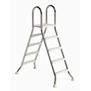 HAF Poolleiter Ideal Hochbeckenleiter 4+4 Stufen 1,2m/1,2m V2A Edelstahl Poolleiter (Plattform mit 120 kg belastbar, Aus hochwertigem V2A Edelstahl), Stabile Schwimmbadleiter für Aufstellpool 4+4 Stufen