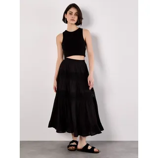 Midirock APRICOT "Stufenrock", Damen, Gr. M (38), schwarz, gewebt, Obermaterial: 100% Polyester PES., uni, Röcke, mit Häkelbändern