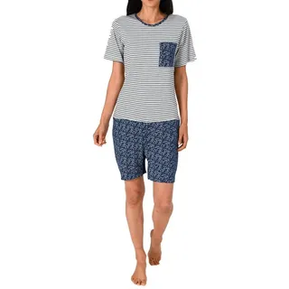 Normann Pyjama Damen Pflegeoverall kurzarm mit Reissverschluss am Rücken und am Bein blau XS