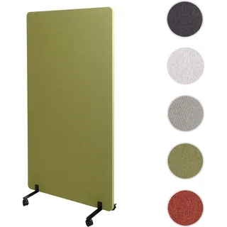 Akustik-Trennwand HWC-G77, Büro-Sichtschutz Raumteiler Pinnwand, doppelwandig rollbar Stoff/Textil ~ 147x80cm grün