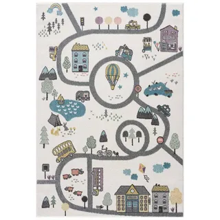 Carpet City Kinderteppich Creme, Multi - Kinderzimmer Teppich Modern (120 cm x 160 cm)