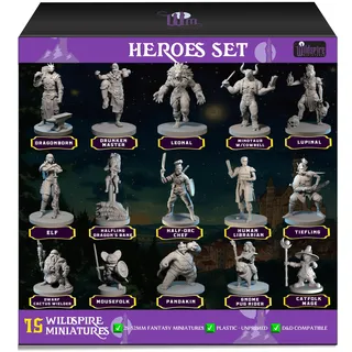 Wildspire 15 Hero Character & NPC Miniatures for DND D&D & Dungeon and Dragons Figures Fantasy Tabletop RPG Bulk Unpainted Mini