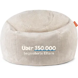 Funzy Sitzsack für Kinder aus Cord mit Füllung aus Schaumstoff, Kindersitzsack für Mädchen und Jungen aus hochwertigen Materialien, Oeko-TEX 100 Zertifiziert mit 3 Jahre Garantie, Creme Beige