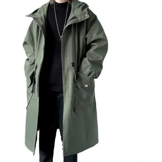 Eawfgtuw Herren Koreanischer Stil Winter Warm Lange Trenchcoat Lose Parka Jacke mit Großen Taschen Winddicht Anti-Falten Mantel (M Grün)