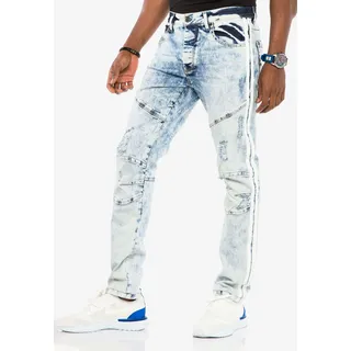 Bequeme Jeans CIPO & BAXX Gr. 31, Länge 34, blau Herren Jeans im Used-Lookn Straight Fit