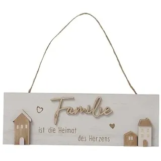 Schild - Familie - Türschild 30cm Holzschild Spruch braun grau n579 Hänger Holz Holzhaus Dekohaus Herzen Heimat Deko Anhänger Türdeko Home Geschenk Einzug neue Wohnung