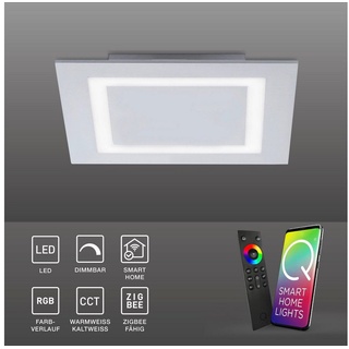 Paul Neuhaus Smarte LED-Leuchte LED Deckenleuchte Q - MIRAN Smart Home, Smart Home, CCT-Farbtemperaturwechsel, RGB-Farbwechsel, Dimmfunktion, Memoryfunktion, mit Leuchtmittel, RGB + CCT Farbwechsel, dimmbar per Fernbedienung silberfarben