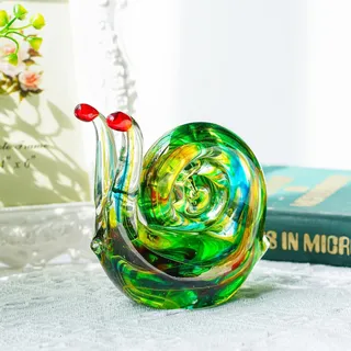 QFkris 11,2 cm große Schneckenfigur aus geblasenem Glas, Sammlerstücke, handgefertigt, Glastier, Briefbeschwerer, Heimkunst, Statue, Dekoration, Geschenk